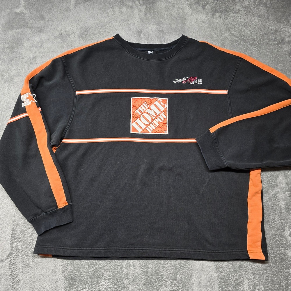 Starter Home Depot #20 Joe Gibbs Racing Crewneck Mens XL Black Orange NASCAR